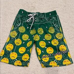 Green and Yellow Graphic Men's Shorts